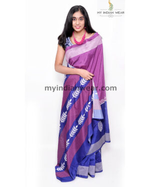 Megenta and Blue soft Silk Saree