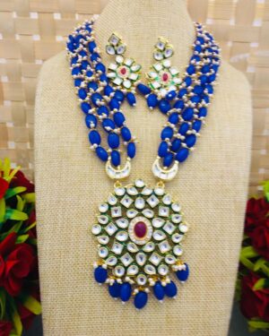 Royal Blue Kundan  Necklace Set