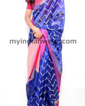 Royal Blue Cotton Silk Saree with Readymade Blouse